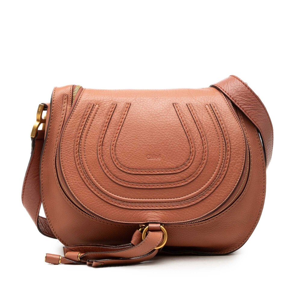 Pre-Loved Chloé Medium Grained Calfskin Marcie Saddle Crossbody